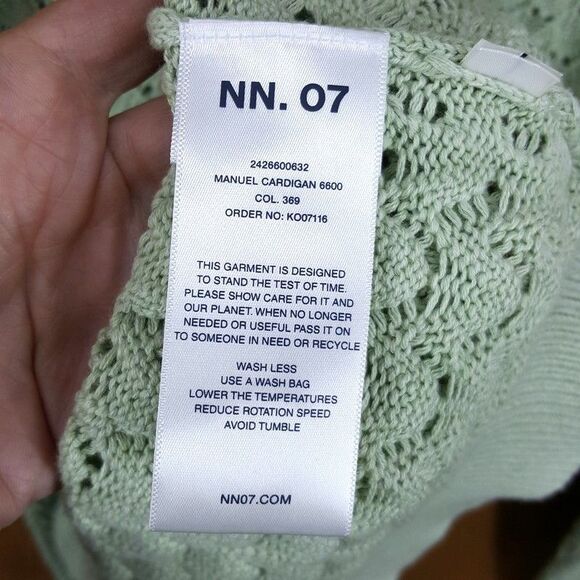 NN07 Sweater Mens XL Lime Green Cardigan Button Up Loose Knit Cotton MANUEL $305 - Picture 6 of 10